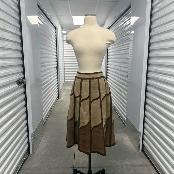 Vintage 70s young east brown suede a line skirt 13/14 - Picture 7 of 16